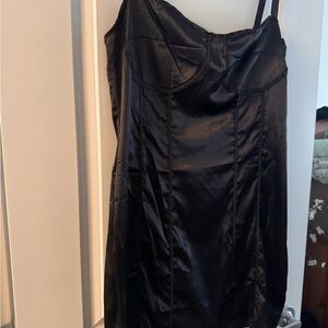 Plus Elegant Black Satin Dress